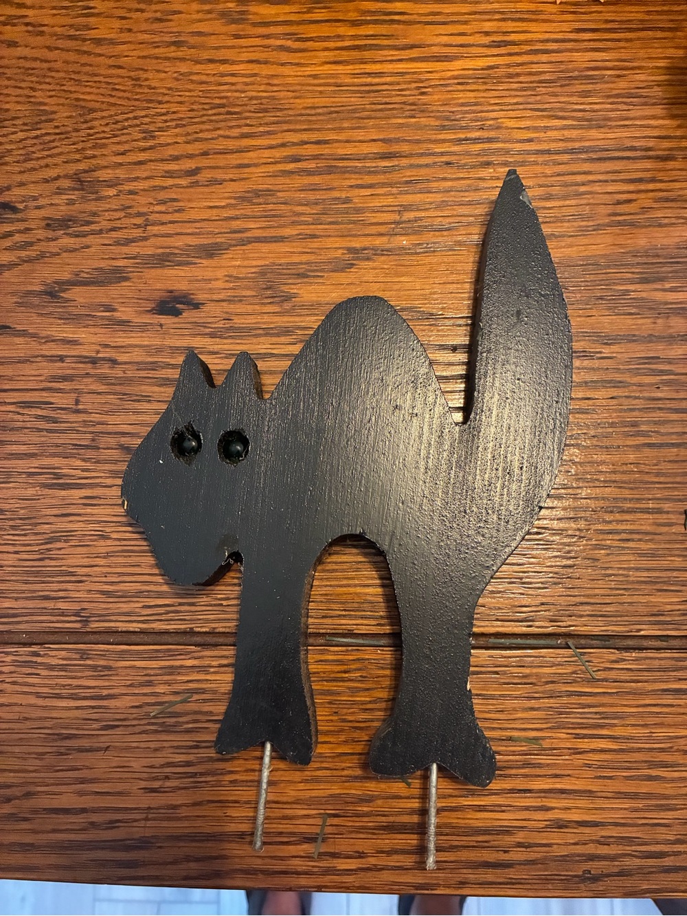 Black Wooden Cat Yard Accent Stake - Holiday Decor